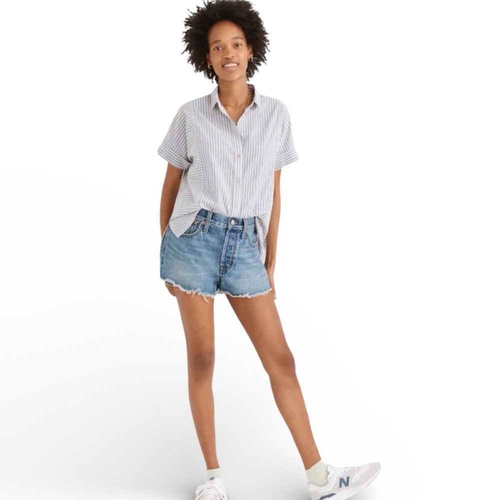 Madewell Light Wash Distressed Relaxed Denim Shorts